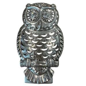 Brighton Owl Night Light Silver Plated Replacement Nightlight Front MCM Boho 5"